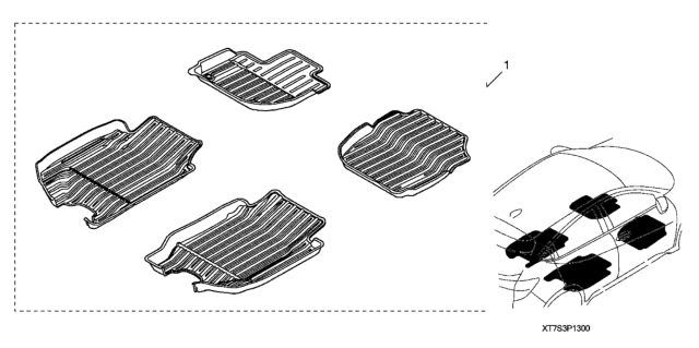 2017 Honda HR-V 5 Door LX (AWD CELAYA) KA CVT All Season Floor Mats (High Wall - Black) Diagram
