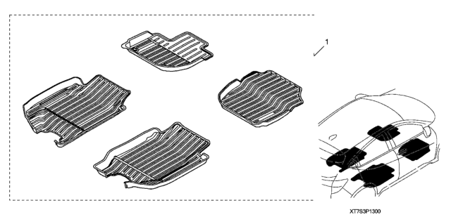 2018 Honda HR-V All Season Floor Mats (High Wall - Black) Diagram