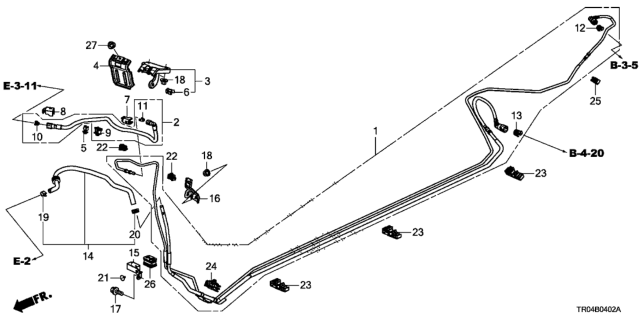 2012 Honda Civic 4 Door SI KA 6MT Fuel Pipe (2.4L) Diagram