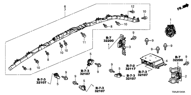 2018 Honda Civic Unit Assembly, Srs Diagram for 77960-TBA-A04