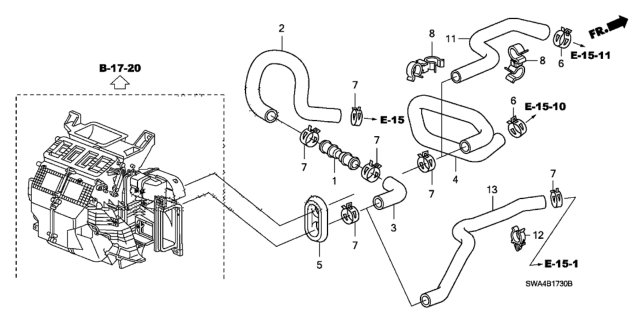 2010 Honda CR-V 5 Door LX (2WD) KA 5AT Water Hose Diagram