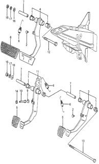 1981 Honda Prelude Brake Pedal - Clutch Pedal Diagram