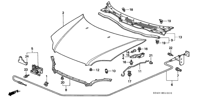 1996 Honda Civic Hood Diagram