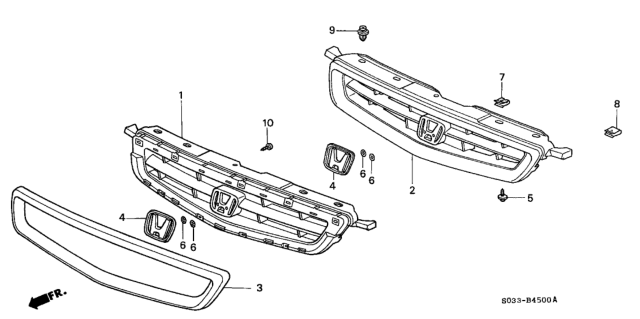 1999 Honda Civic Molding, FR. Grille *Pb74P* (DARK AMETHYST PEARL) Diagram for 71122-S02-003ZC