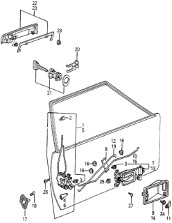 1983 Honda Accord Rod, R. Inside Handle Diagram for 75525-SA5-003