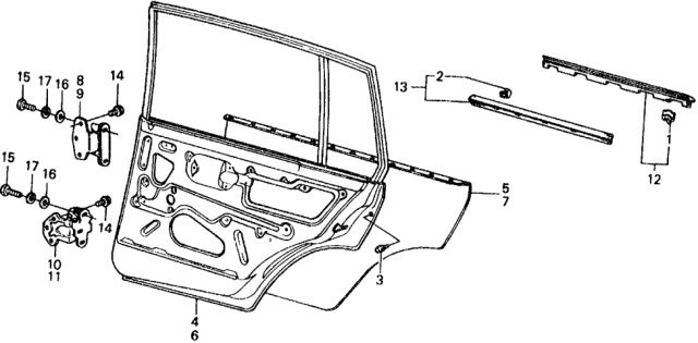 1976 Honda Civic 5 Door ** KL HMT Rear Door Panels Diagram