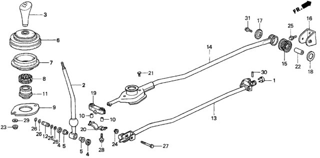 1994 Honda Del Sol 2 Door V-TEC KA 5MT Shift Lever Diagram
