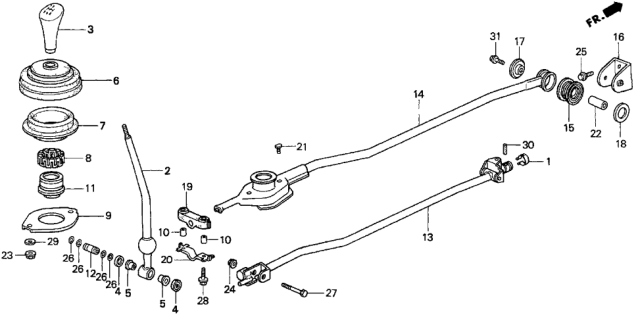 1996 Honda Del Sol Rod, Gearshift Diagram for 54201-SR2-A03