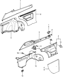 1980 Honda Accord 3 Door LX KH HMT Interior Lining Diagram