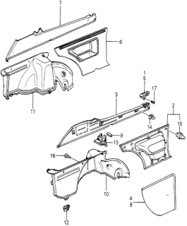 1980 Honda Accord Trim, R. Side *G15L* (NEW BLUE GREEN) Diagram for 73825-689-671ZB