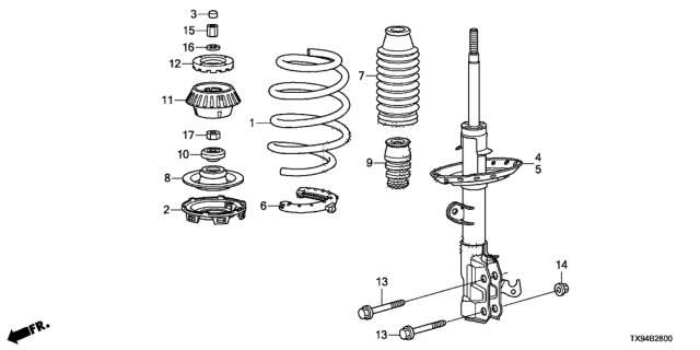 2013 Honda Fit EV Spring, Front Diagram for 51401-TX9-A02