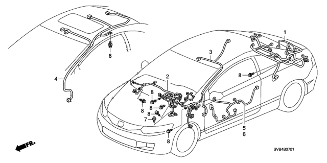 2010 Honda Civic Wire Harness, Driver Door Diagram for 32751-SVA-A22