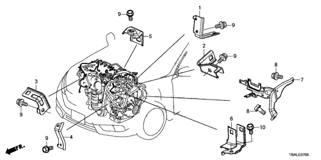 2021 Honda Civic Engine Wire Harness Stay Diagram