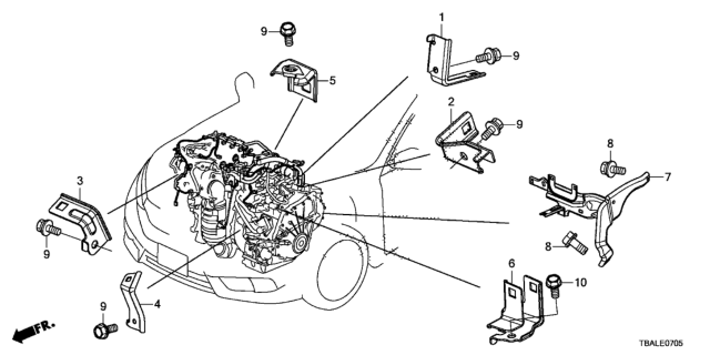 2020 Honda Civic Engine Wire Harness Stay Diagram