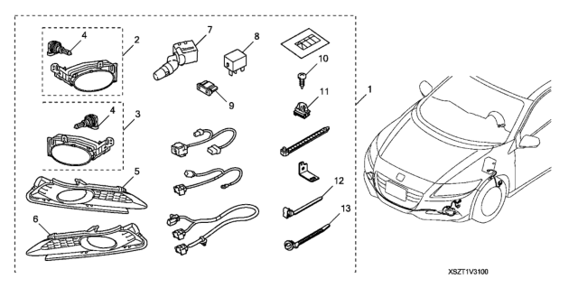2012 Honda CR-Z 3 Door BASE KA 6MT Foglights Diagram
