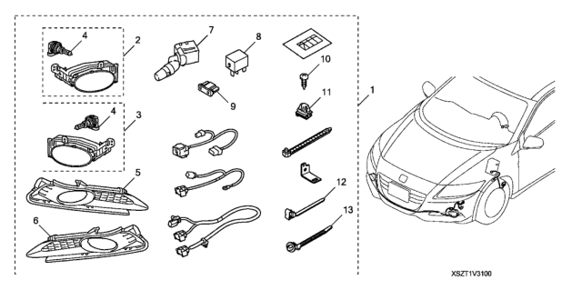 2012 Honda CR-Z Foglight Assembly, Left Front Diagram for 33950-SZT-A01