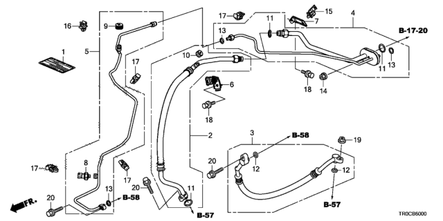 2015 Honda Civic 4 Door EXL (VIN #700) KL CVT A/C Air Conditioner (Hoses/Pipes) (1.8L) Diagram