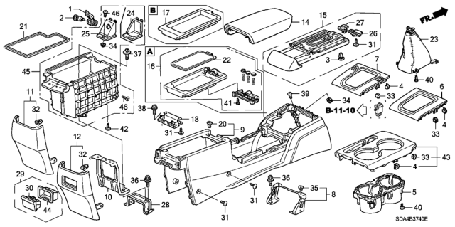 2004 Honda Accord Armrest, Console (Ivory) (Leather) Diagram for 83406-SDA-A31ZC