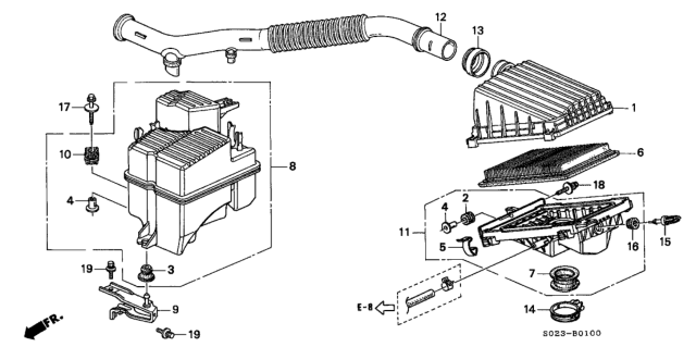 1998 Honda Civic Air Cleaner (SOHC) Diagram