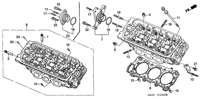1999 Honda Accord Cylinder Head Assembly, Rear Diagram for 12300-P8C-306