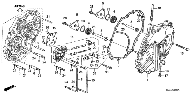 2003 Honda Civic 4 Door MX (HYBRID) KL CVT AT Left Side Cover Diagram