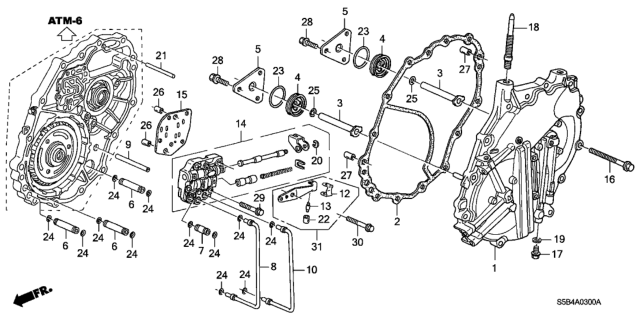 2005 Honda Civic AT Left Side Cover Diagram