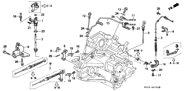1994 Honda Accord 2 Door EX KA 4AT AT Control Lever Diagram