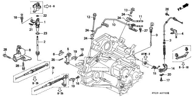 1994 Honda Accord AT Control Lever Diagram