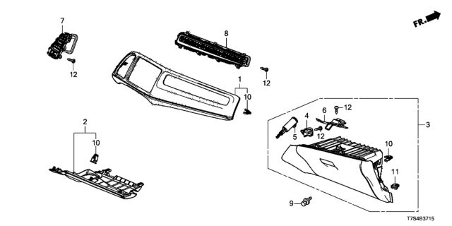 2017 Honda HR-V Striker, Glove Box Diagram for 77541-T7J-H01