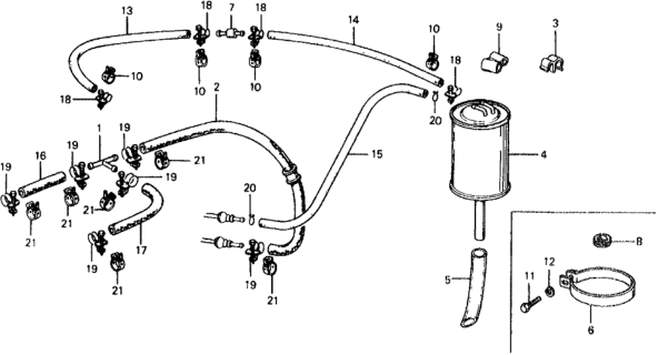 1977 Honda Civic 5 Door ** KL HMT Canister - Fuel Feed Hose Diagram