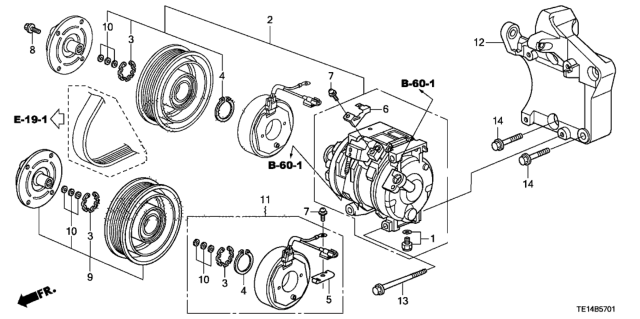 2012 Honda Accord A/C Compressor (V6) Diagram