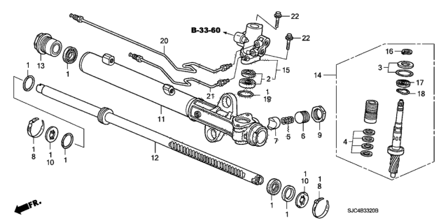 2008 Honda Ridgeline P.S. Gear Box Components Diagram