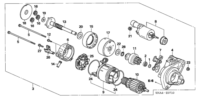 2008 Honda Civic Starter Motor (Denso) (1.8L) Diagram