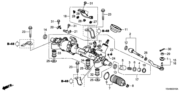 2014 Honda Accord Box Sub, Power Steering Gear Diagram for 53601-T3V-A02