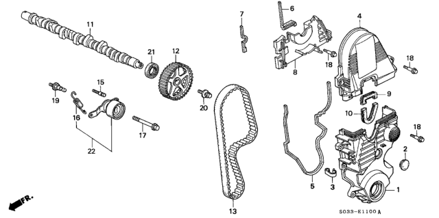 1998 Honda Civic 3 Door CX KA 4AT Camshaft - Timing Belt Diagram