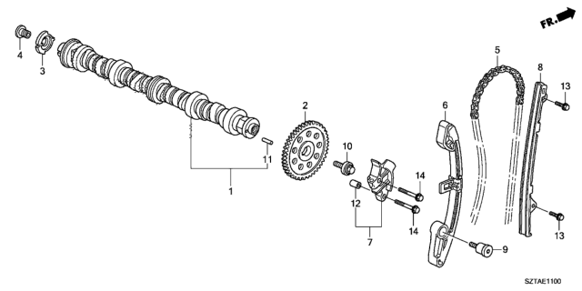 2014 Honda CR-Z Camshaft Diagram for 14110-RTW-000