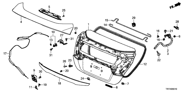 2020 Honda Clarity Fuel Cell Trunk Lid Diagram