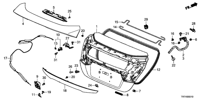 2019 Honda Clarity Fuel Cell Trunk Lid Diagram