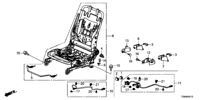 2012 Honda Civic Frame, L. FR. Seat Diagram for 81526-TS8-A01
