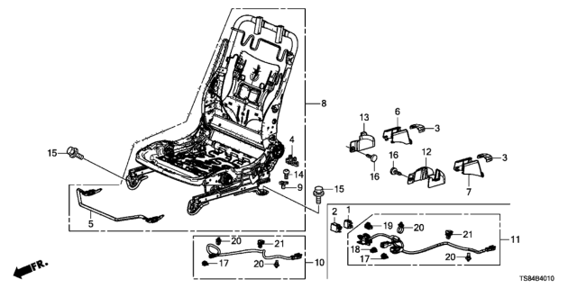 2013 Honda Civic Front Seat Components (Driver Side) Diagram