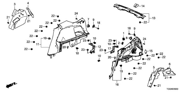 2020 Honda Passport 5 Door EXL (2WD) KA 9AT Side Lining Diagram