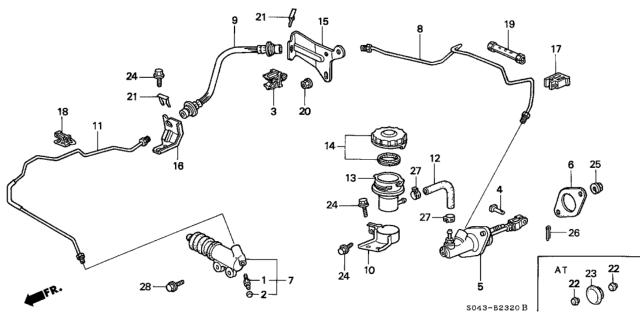 1996 Honda Civic Clip A, Pipe Diagram for 46997-S04-A01