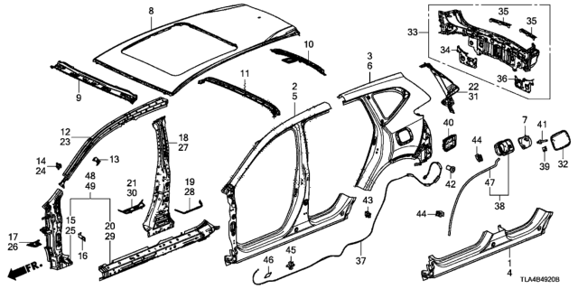 2018 Honda CR-V Panel, Roof Diagram for 62100-TLA-A10ZZ