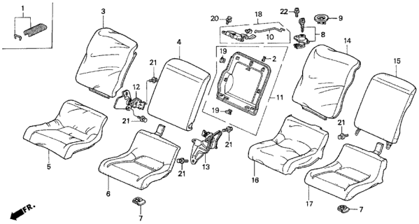 1992 Honda Prelude Cover, Right Rear Seat Cushion Trim (Graphite Black) Diagram for 82131-SS0-J21ZB