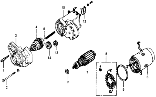 1978 Honda Accord Starter Motor Components Diagram 2