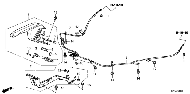 2011 Honda CR-Z Wire B, Driver Side Parking Brake Diagram for 47560-SZT-G02