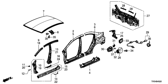 2015 Honda Civic Separator, R. Center Pillar (Inside) Diagram for 63228-TR0-A01