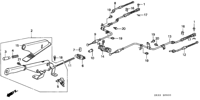 1994 Honda Civic 3 Door SI (ABS) KA 5MT Parking Brake Diagram