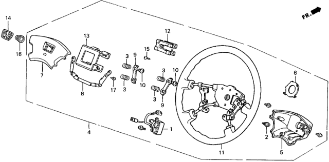 1990 Honda Accord 2 Door EX KA 5MT Steering Wheel Diagram