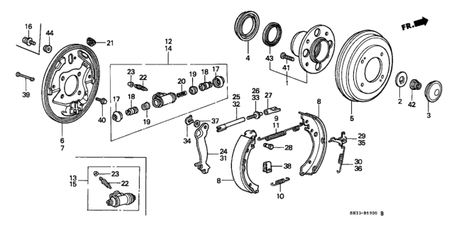 1989 Honda Civic Bolt, L. Adjuster Diagram for 43373-S5A-003